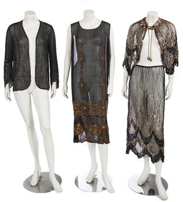 Lot 620 - A group of beaded and sequined evening wear, 1920s-30s