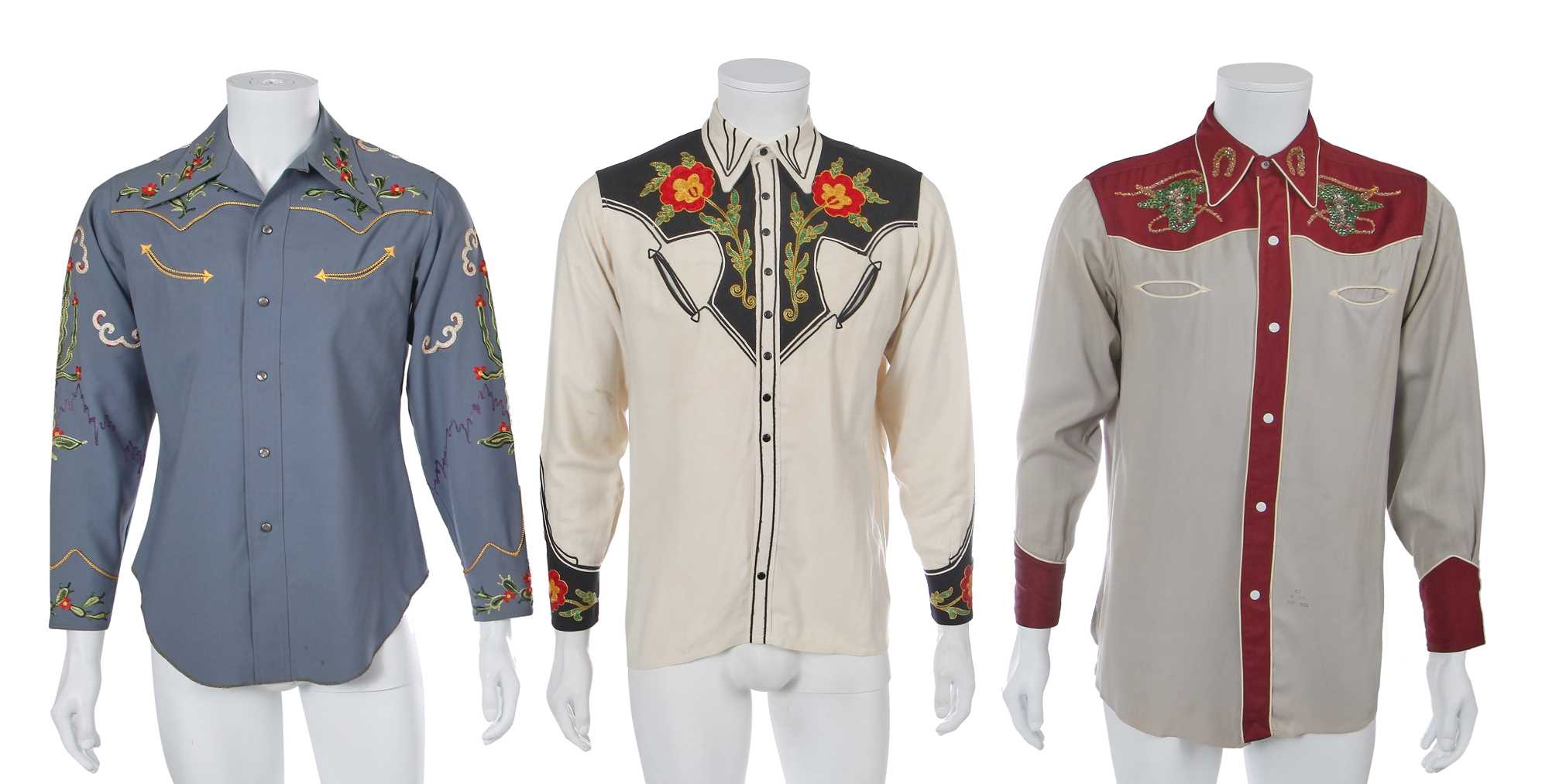Lot 118 - Four men's embellished wool Western shirts, mid-20th century