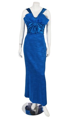 Lot 518 - A Nina Ricci blue textured silk dress, circa 1979