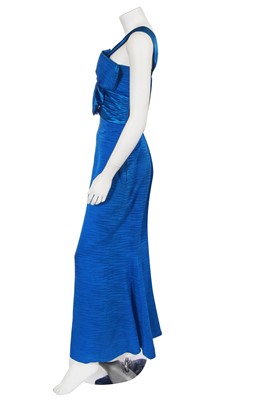 Lot 518 - A Nina Ricci blue textured silk dress, circa 1979
