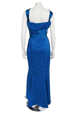 Lot 518 - A Nina Ricci blue textured silk dress, circa 1979