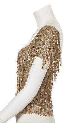 Lot 514 - A Loris Azzaro beaded gold and silver lurex crochet top, 1970s