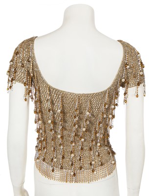 Lot 514 - A Loris Azzaro beaded gold and silver lurex crochet top, 1970s