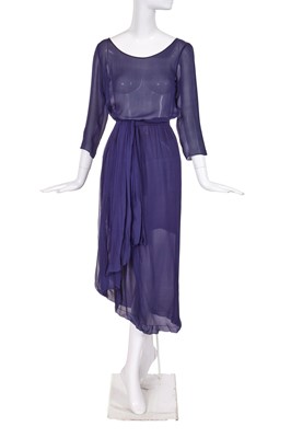 Lot 433A - A Christian Dior haute couture by Marc Bohan navy chiffon ensemble, 1970s