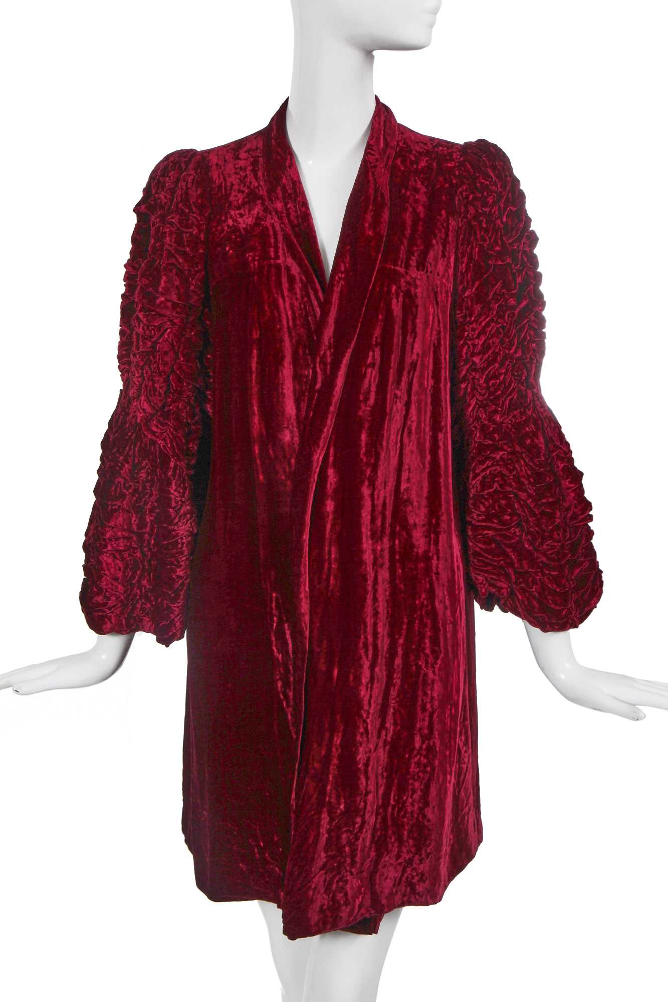 Lot 452 - An Elizabeth Handley Seymour burgundy velvet opera coat, circa 1935
