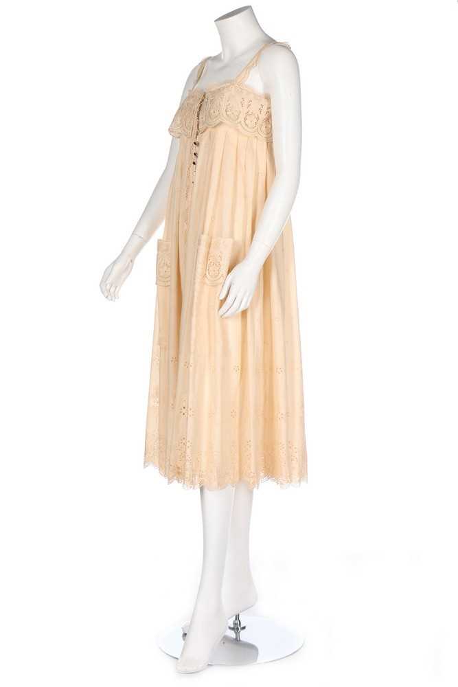 Lot 50 - A Bill Gibb ivory broderie anglaise cotton...