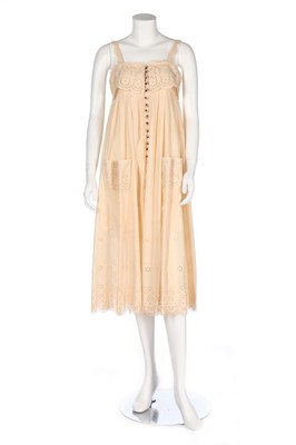 Lot 50 - A Bill Gibb ivory broderie anglaise cotton...