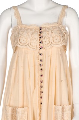 Lot 50 - A Bill Gibb ivory broderie anglaise cotton...
