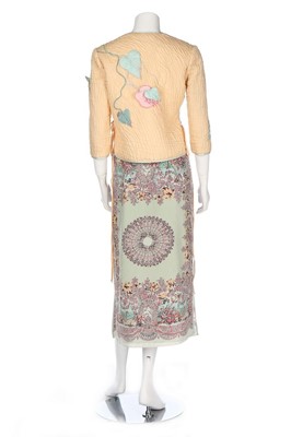 Lot 52 - A Bill Gibb silk ensemble in pastel shades,...