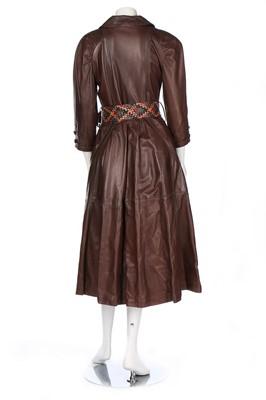 Lot 57 - A Bill Gibb brown leather ensemble, mid 1970s,...
