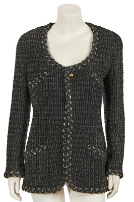Lot 35 - A Chanel by Karl Lagerfeld grey and black tweed jacket, 1990s