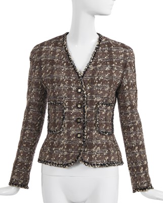 Lot 24 - A Chanel by Karl Lagerfeld grey and gold tweed jacket, late 1990s