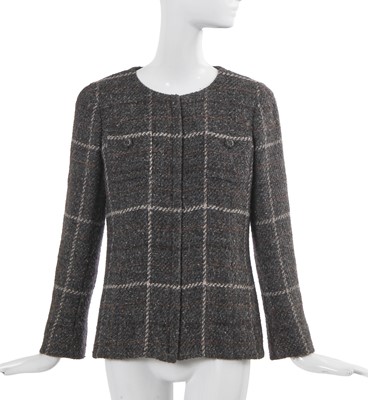 Lot 22 - A Chanel by Karl Lagerfeld grey and brown checked tweed jacket, circa 2008