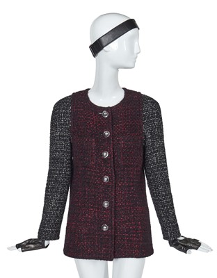 Lot 2 - A Chanel by Karl Lagerfeld black and red tweed jacket, 'Chanel Airspace' collection, Autumn-Winter 2017-18