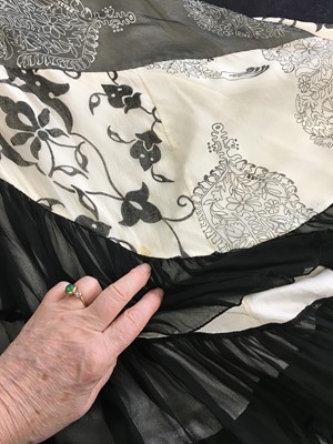 Lot 551 - A Thea Porter black chiffon blouse and two chiffon skirts, circa 1971