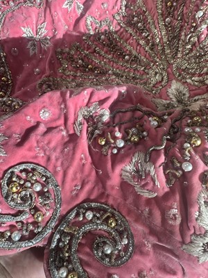 Lot 464 - Josephine Baker's embellished pink velvet cape, 1950s-60s