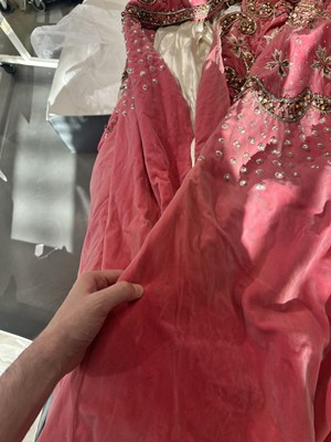 Lot 464 - Josephine Baker's embellished pink velvet cape, 1950s-60s