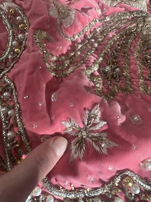 Lot 464 - Josephine Baker's embellished pink velvet cape, 1950s-60s