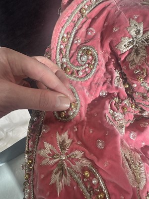 Lot 464 - Josephine Baker's embellished pink velvet cape, 1950s-60s