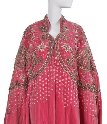 Lot 464 - Josephine Baker's embellished pink velvet cape, 1950s-60s