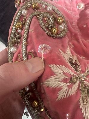 Lot 464 - Josephine Baker's embellished pink velvet cape, 1950s-60s