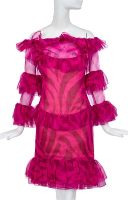 Lot 392 - An Yves Saint Laurent haute couture printed organza cocktail dress, circa 1987