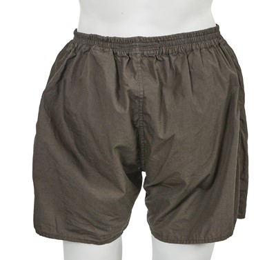 Lot 97 - A Rick Owens men's grey and black leather and cotton ensemble, circa 2008