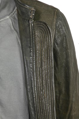 Lot 97 - A Rick Owens men's grey and black leather and cotton ensemble, circa 2008