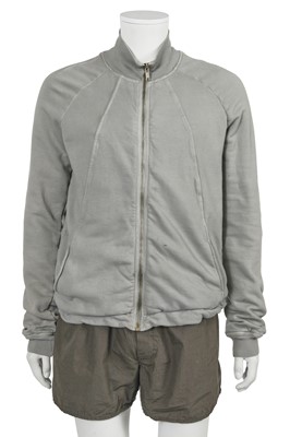 Lot 97 - A Rick Owens men's grey and black leather and cotton ensemble, circa 2008