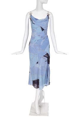 Lot 209 - A Christian Dior by John Galliano trompe l'oeil denim effect silk dress, 'Gambler' collection, Autumn-Winter 2004-05