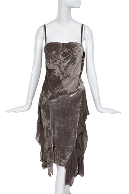 Lot 194 - A Christian Dior by John Galliano devoré grey velvet cocktail dress, 'Gothic Chic' collection, Autumn-Winter 2006-07
