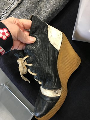 Lot 538 - A BodyMap crop top and rare wedged shoes, 1984-85