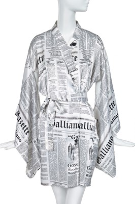 Lot 234 - A John Galliano newspaper print satin kimono, Spring-Summer 2005