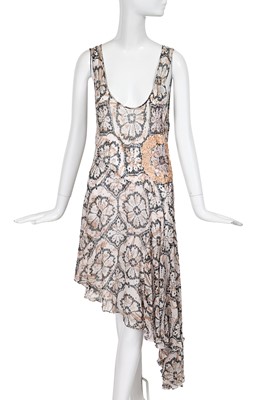 Lot 404 - A John Galliano 'Lace' print bias cut chiffon dress, 'Hairclips' collection, Autumn-Winter 1988-89