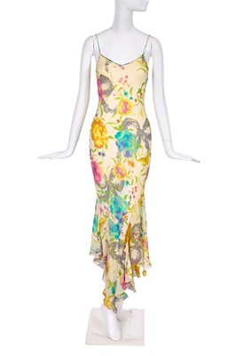 Lot 214 - A John Galliano floral printed chiffon bias-cut gown, circa 2003