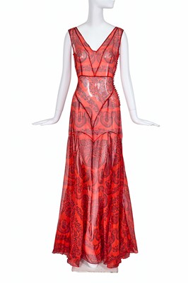 Lot 184 - A John Galliano printed organza evening gown, circa 2007