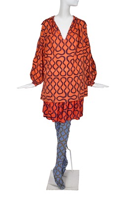 Lot 364 - A Westwood/McLaren squiggle print cotton ensemble, 'Pirate' collection, Autumn-Winter 1981-82