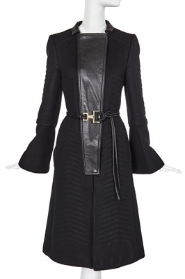 Lot 141 - A Gucci by Tom Ford black wool and leather coat, circa 2004