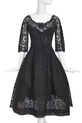 Lot 456 - A Christian Dior New York black guipure lace cocktail dress, late 1950s-early 60s