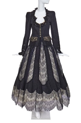 Lot 282 - A Christian Lacroix black silk and lace ensemble, Spring-Summer 1998