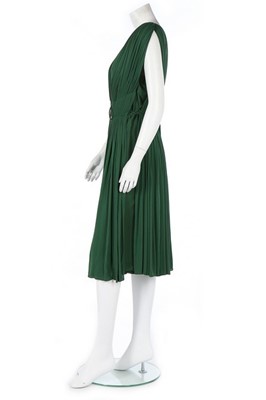 Lot 198 - A Madame Grès couture dark green jersey dress,...