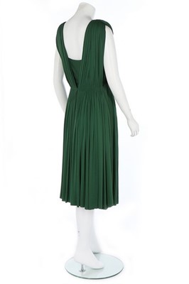 Lot 198 - A Madame Grès couture dark green jersey dress,...
