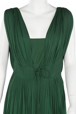 Lot 198 - A Madame Grès couture dark green jersey dress,...