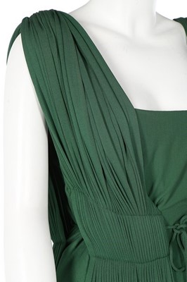 Lot 198 - A Madame Grès couture dark green jersey dress,...
