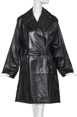 Lot 376 - An Azzedine Alaïa black leather trench coat, Autumn-Winter 1985-86