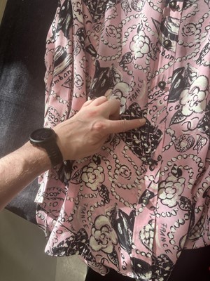 Lot 21 - A Chanel by Karl Lagerfeld printed pink silk blouse, Spring-Summer 1993