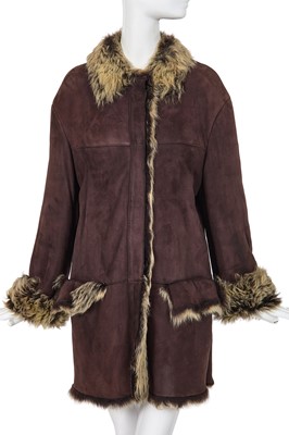 Lot 284 - A Gucci by Tom Ford brown and yellow Mongolian sheepskin coat, circa 1998