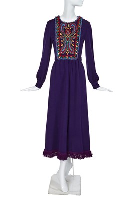 Lot 433 - A Miss Dior embellished purple wool dress, circa 1970