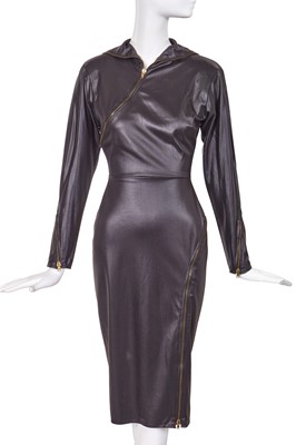 Lot 427 - An Antony Price black ciré satin "Taxi Dress", circa 1979