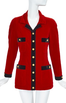 Lot 46 - A Chanel by Karl Lagerfeld red velvet jacket, Autumn-Winter 1990-91